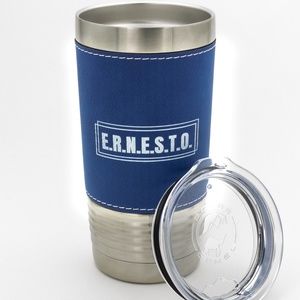 Navy Blue Leather Insulated Cup